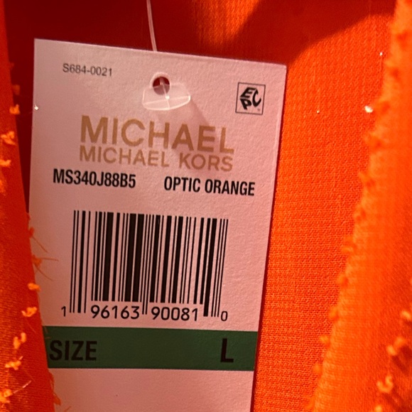 Michael Michael Kors Size Large Optic Orange Sleeveless Textured Blouse Top NWT - Picture 2 of 5
